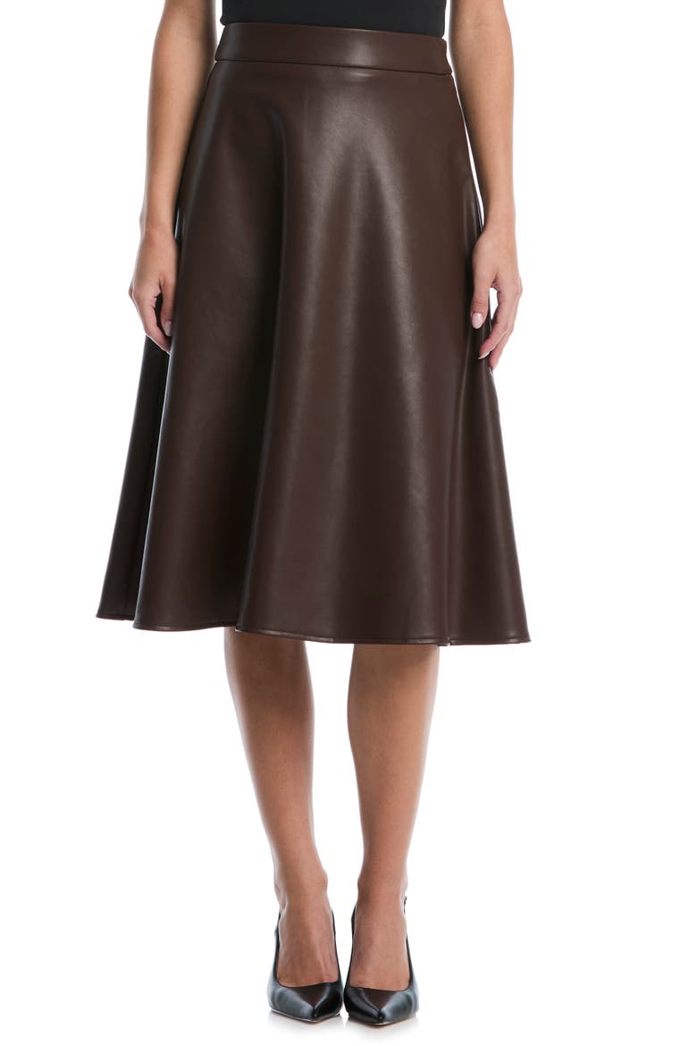 Faux Leather Midi Skirt, Main, color, CHICORY COFFER