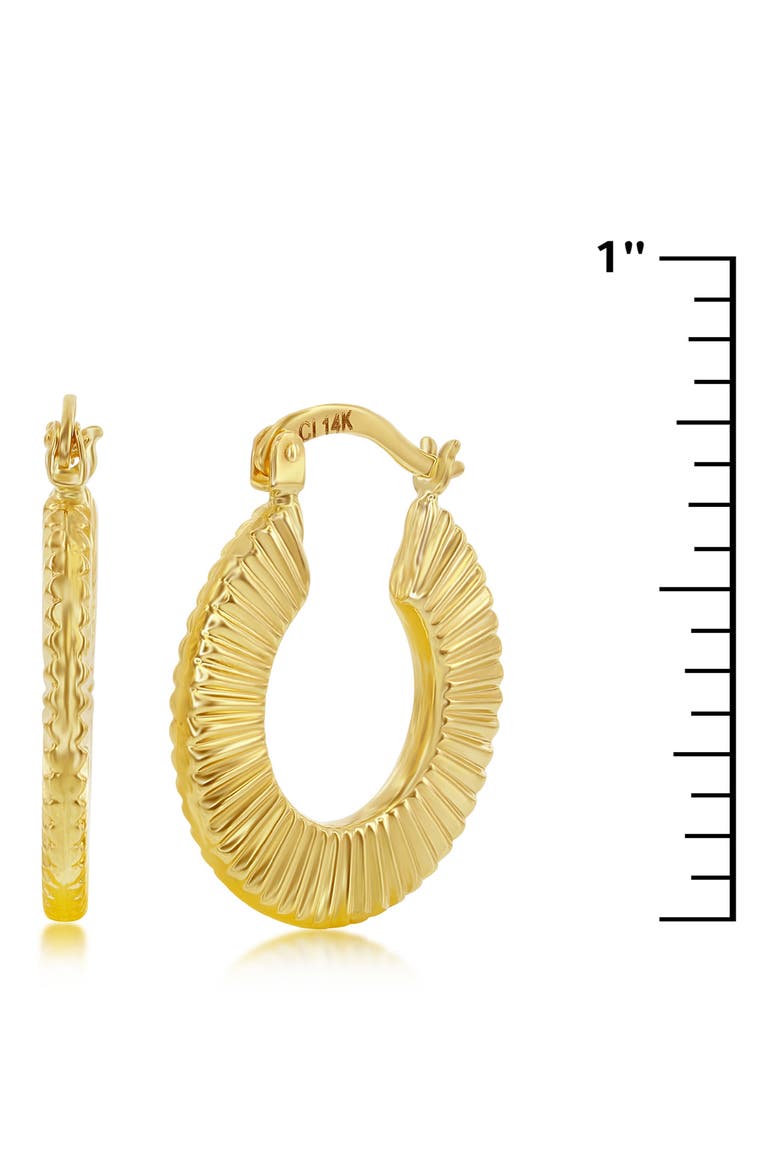 14K Gold Textured Hoop Earrings, Alternate, color, GOLD