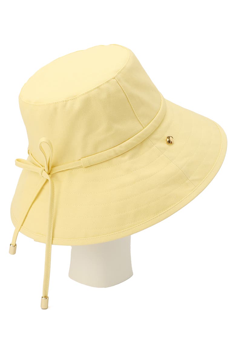bow ties long brim bucket hat, Alternate, color, PALE CITRON