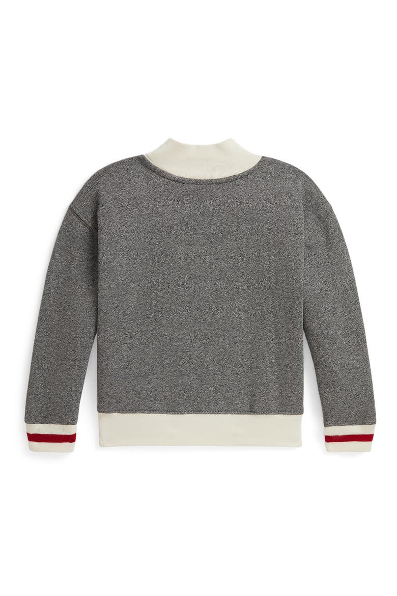 Kids' Flag Appliqué Fleece Sweatshirt, Alternate, color, VINTAGE PEPPER HEATHER