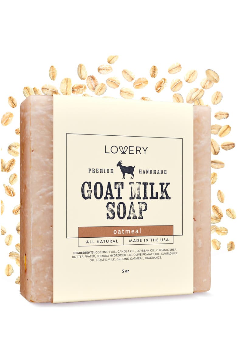 Lovery Handmade Goat Milk Soap Made in USA  - Oatmeal Scent - Single, Main, color, Single