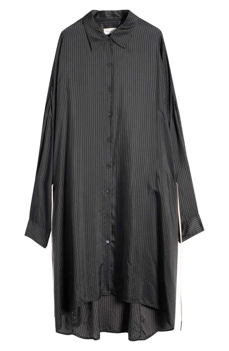 Dries Van Noten Dindia Tonal Stripe Long Sleeve Shirtdress, Alternate, color, Grey