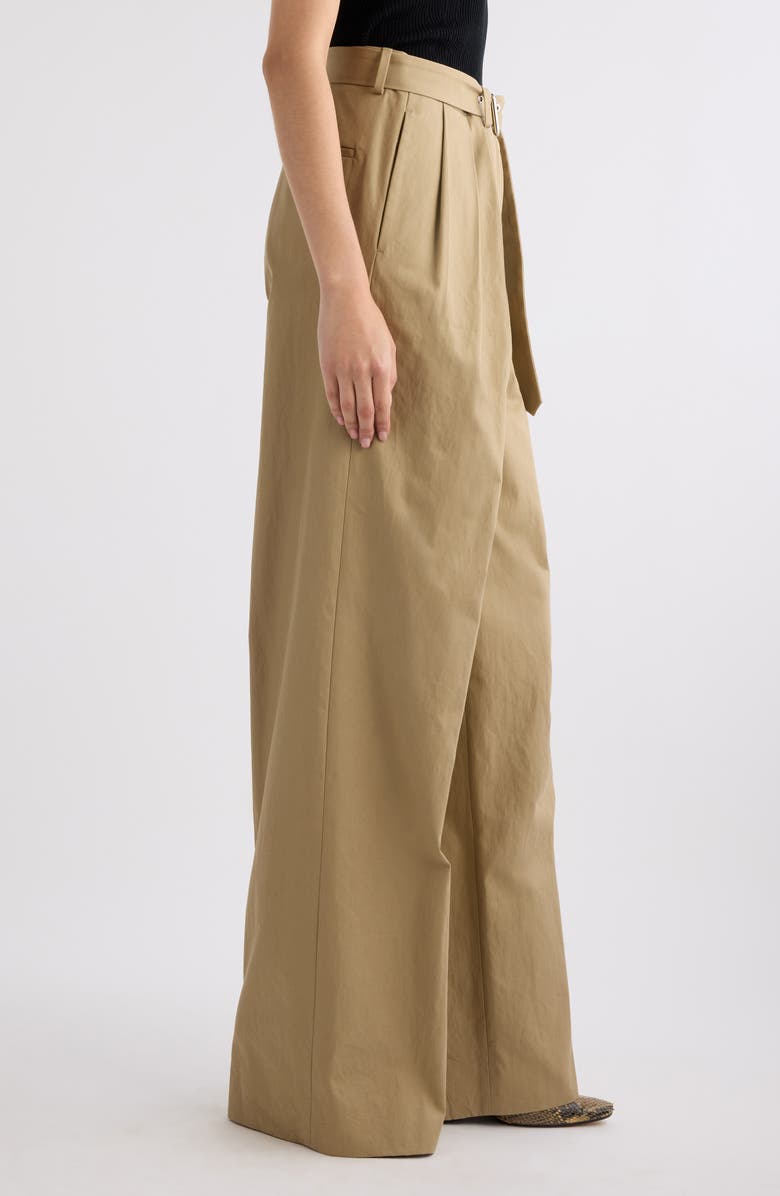 Dries Van Noten Belted Baggy Cotton TwillPants, Alternate, color, Beige