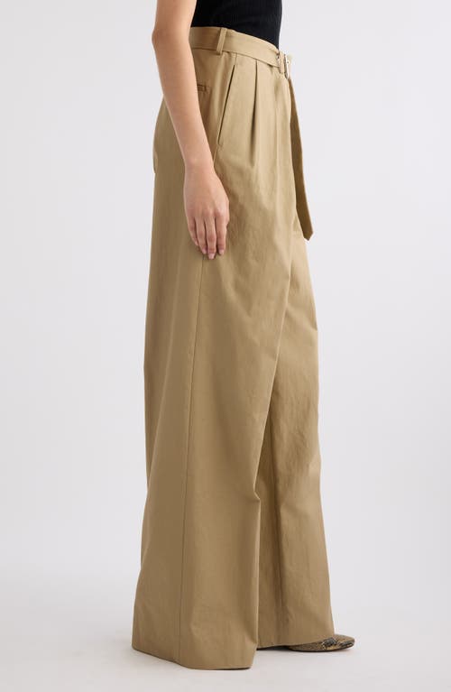 Dries Van Noten Belted Baggy Cotton Twillpants In Beige