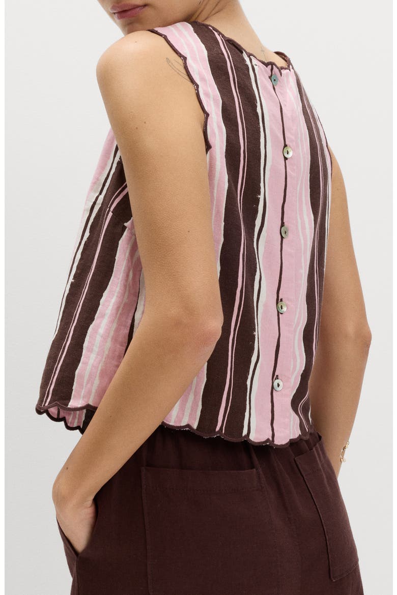 Stripe Scallop Sleeveless Top, Alternate, color, PINK / MULTI