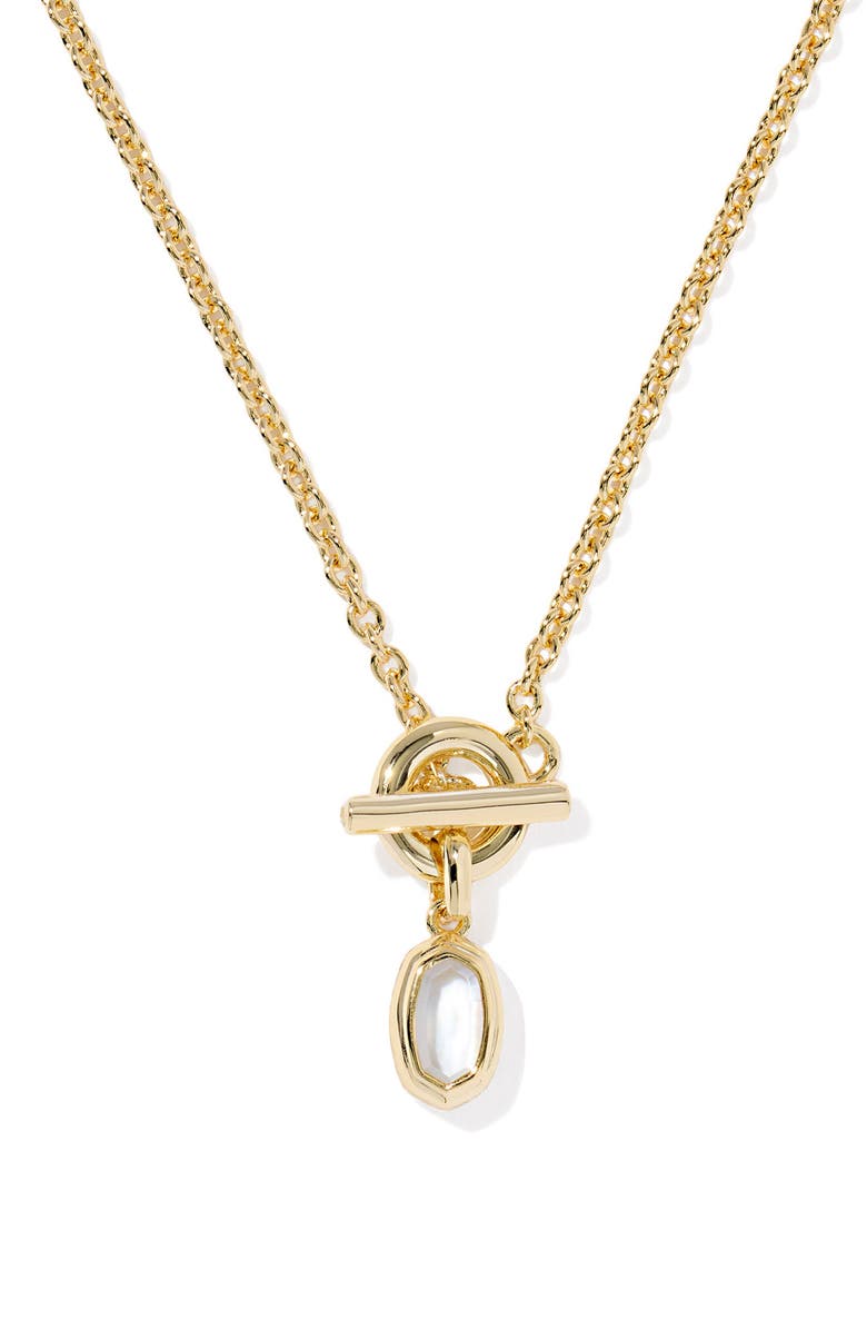 Kendra Scott Mini Elisa Short Toggle Pendant Necklace, Main, color, Gold Ivory Mother Of Pearl
