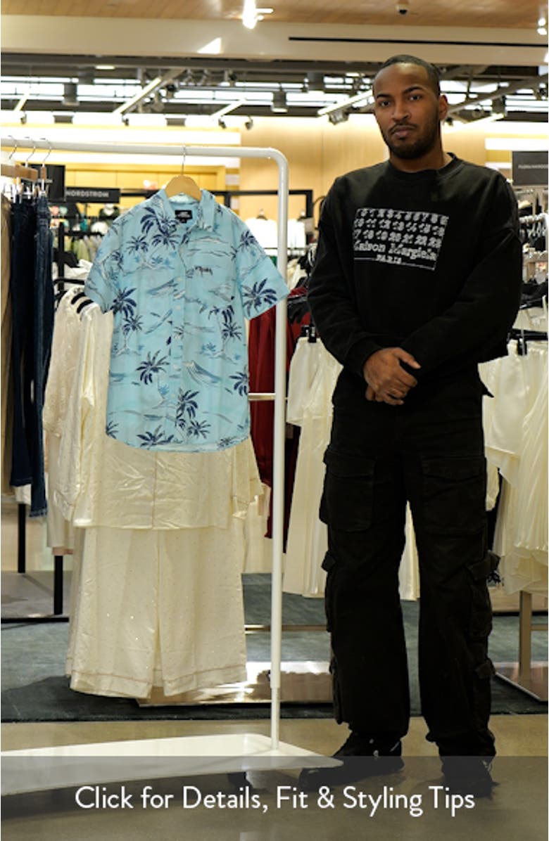 Kids' Oasis Palm Tree Print Short Sleeve Button-Up Shirt, sales video thumbnail