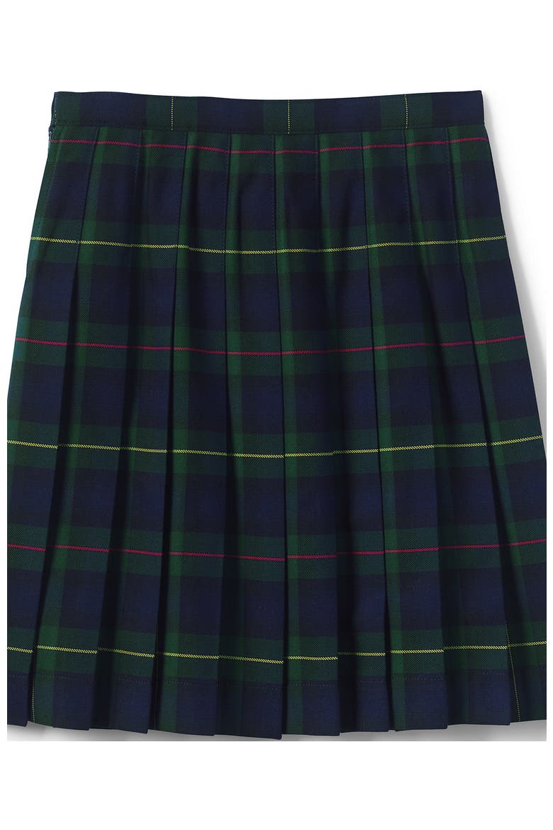 School Uniform Girls Plaid Pleated Skirt Below the Knee, Alternate, color, Hunter/Classic Navy Plaid
