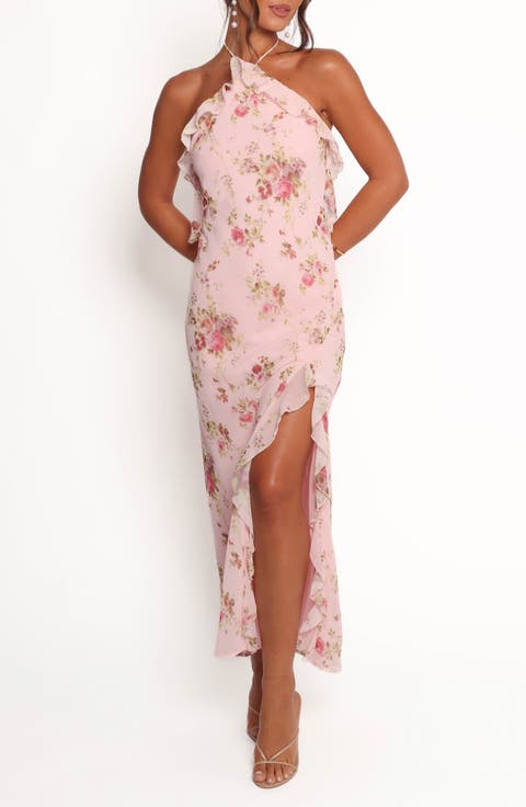 Patricia Ruffle Detail Halter Neck Maxi Dress