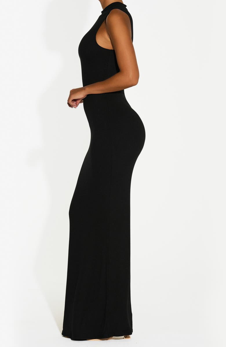 Naked Wardrobe Chic Rib Tank Maxi Dress, Alternate, color, Black