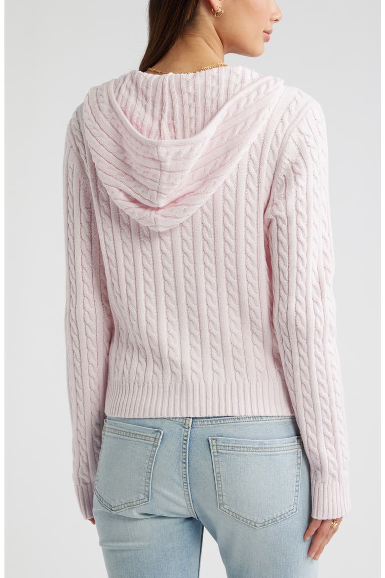 Cable Stitch Hooded Cardigan, Alternate, color, PINK PRIMROSE