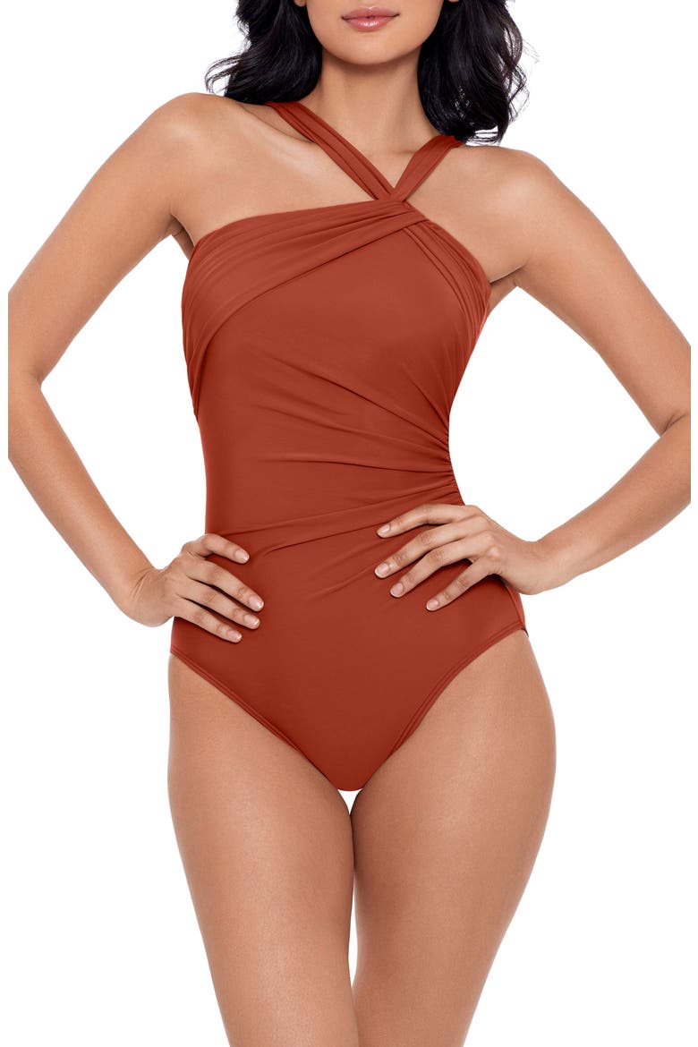 Rock Solid Europa One-Piece Swimsuit, Main, color, SPICE