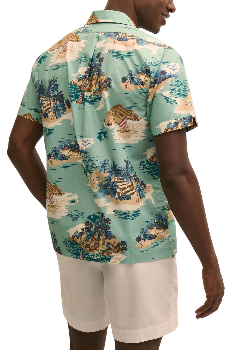 Brooks Brothers Island Print Camp Shirt, Alternate, color, Blue Tan