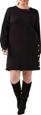 Karen Kane Crewneck Button Detail Shift Dress