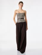 Koton Strapless Houndstooth Corset Top With Belt