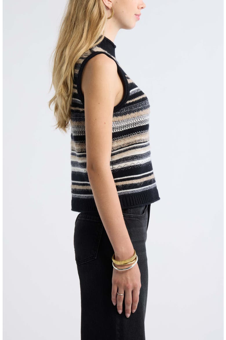 Striped Sleeveless Mock Neck Sweater, Alternate, color, NEUTRAL MULTI STRIPE