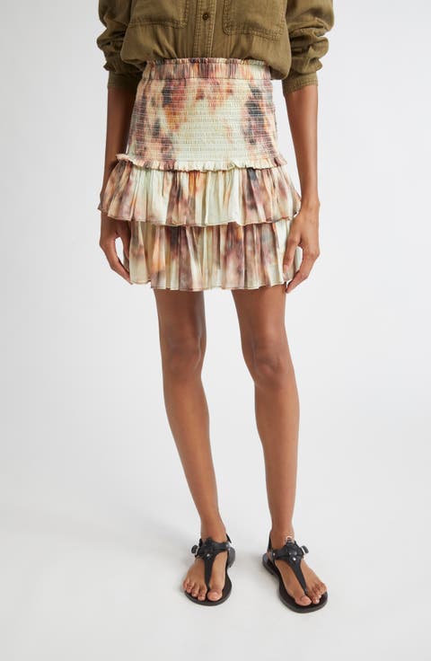 Naomi Tiered Tie Dye Cotton Miniskirt