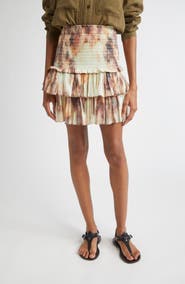 Isabel Marant Étoile Naomi Tiered Tie Dye Cotton Miniskirt