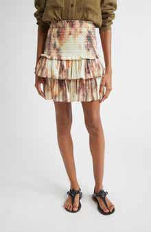 Naomi Tiered Tie Dye Cotton Miniskirt