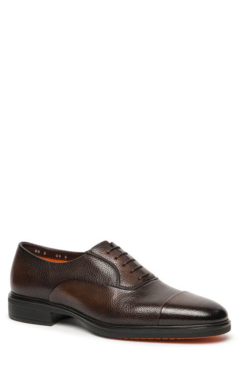 Pebbled Leather Cap Toe Oxford (Men)