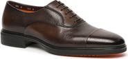 Santoni Pebbled Leather Cap Toe Oxford