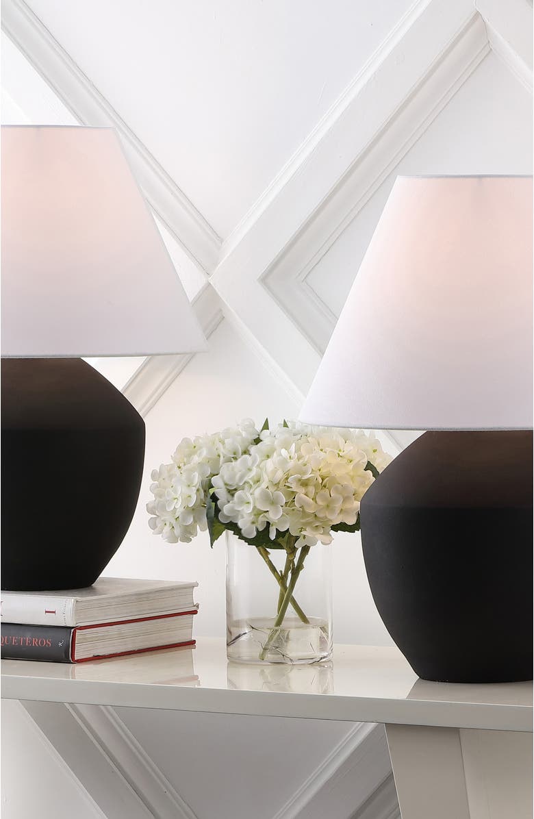 JONATHAN Y Ralf 20.5" Minimalist Scandinavian Resin/Iron LED Table Lamp, Alternate, color, Matte Black