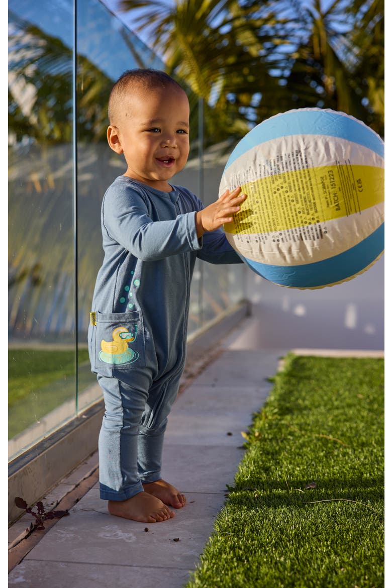 Long Sleeve Everyday Romper, Alternate, color, Mirage Ducky