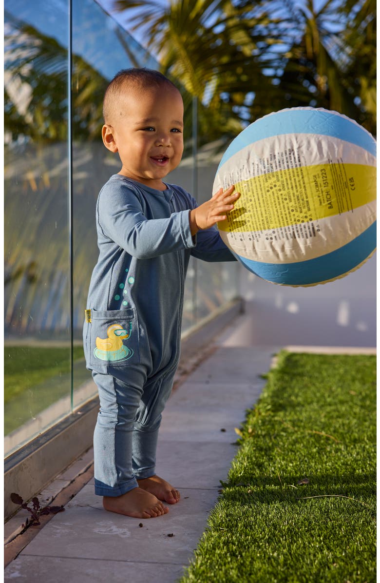 UV Skinz Long Sleeve Everyday Romper, Alternate, color, Mirage Ducky