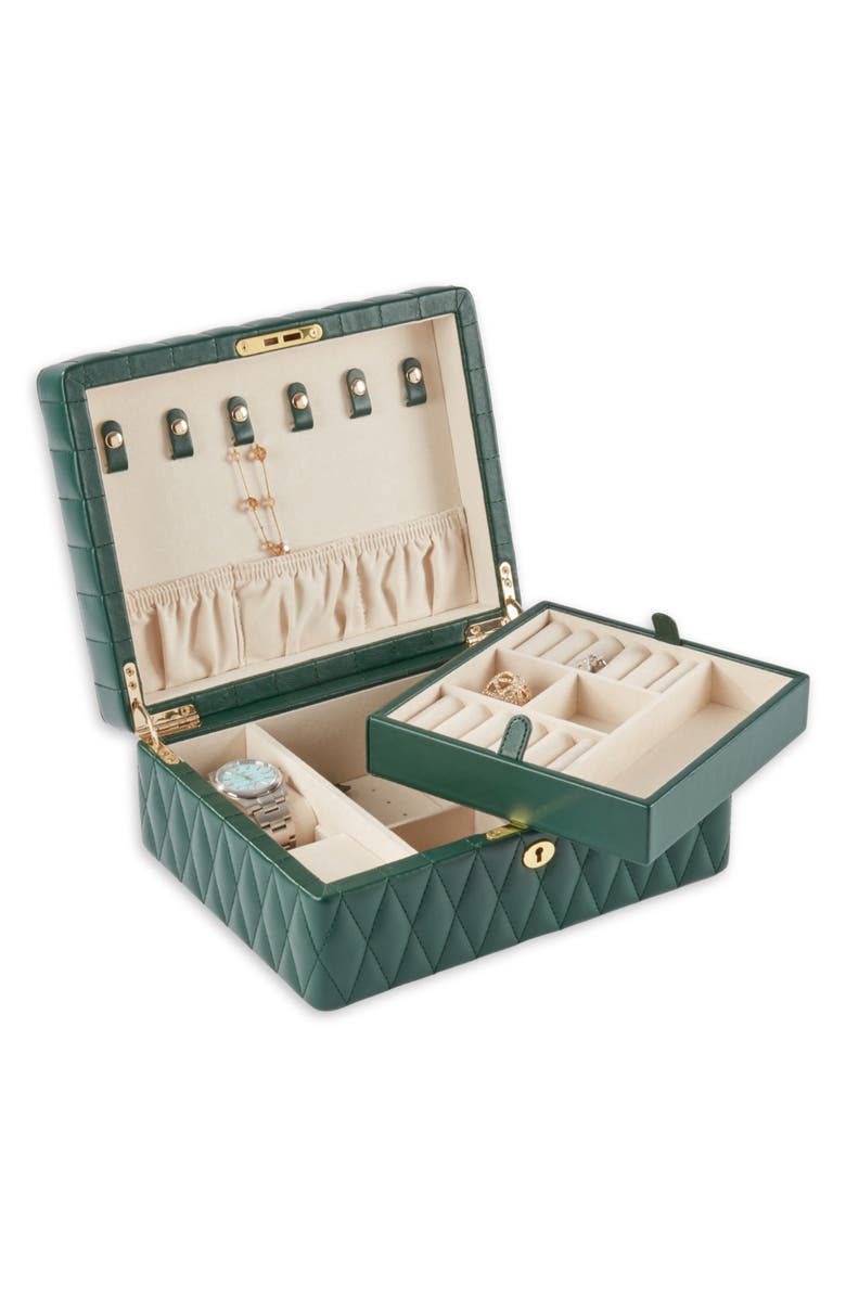 Bey-Berk Cora Quilted Leather Jewelry Box, Alternate, color, Multi Color
