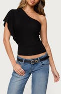 EDIKTED Ruched One-Shoulder Crop Top