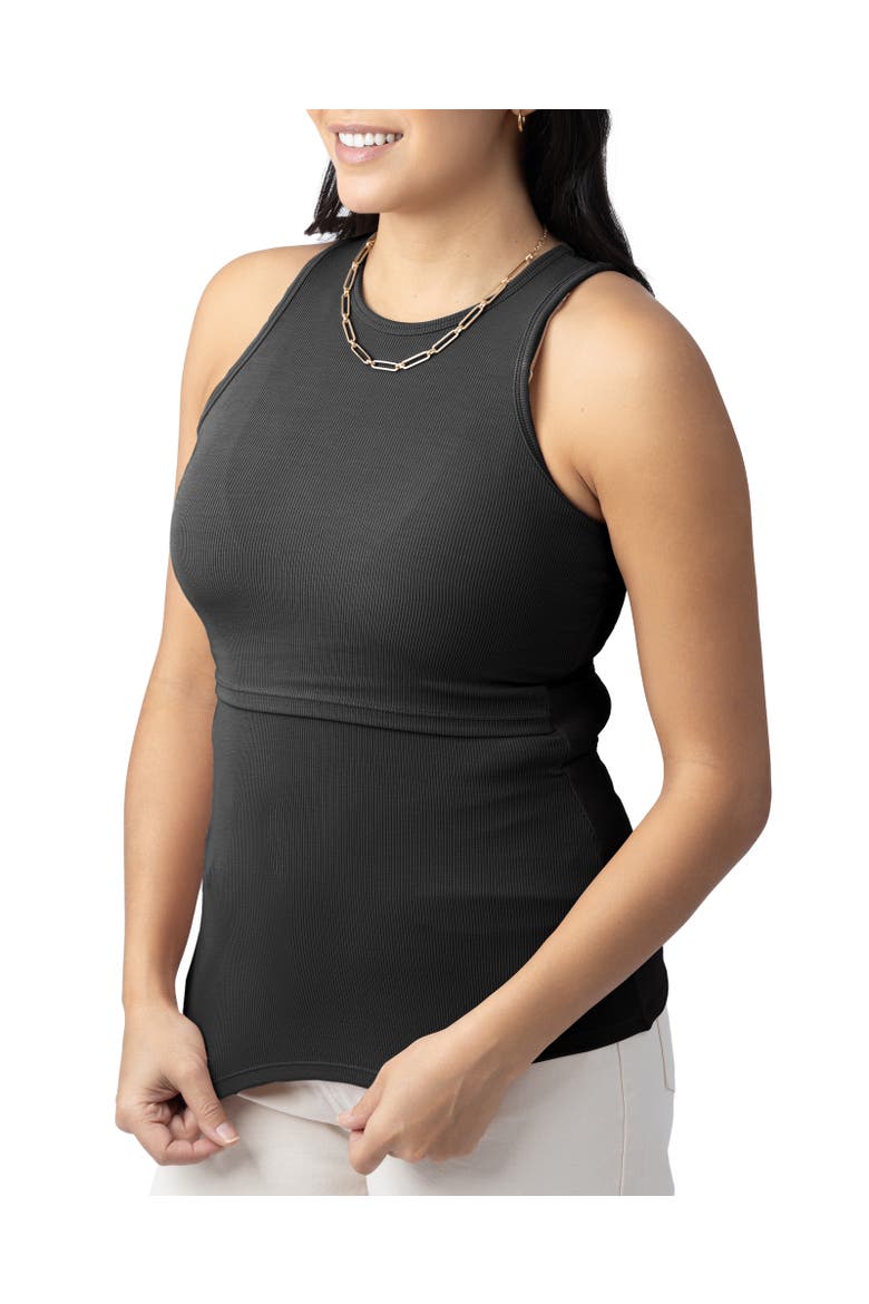 Ribbed Racerback Nursing Tank, Alternate, color, Black