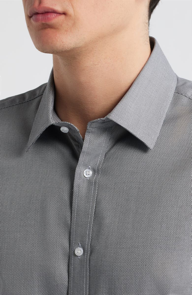 DANIEL HECHTER Modern Fit Grey Micropattern Cotton Dress Shirt, Alternate, color, Grey