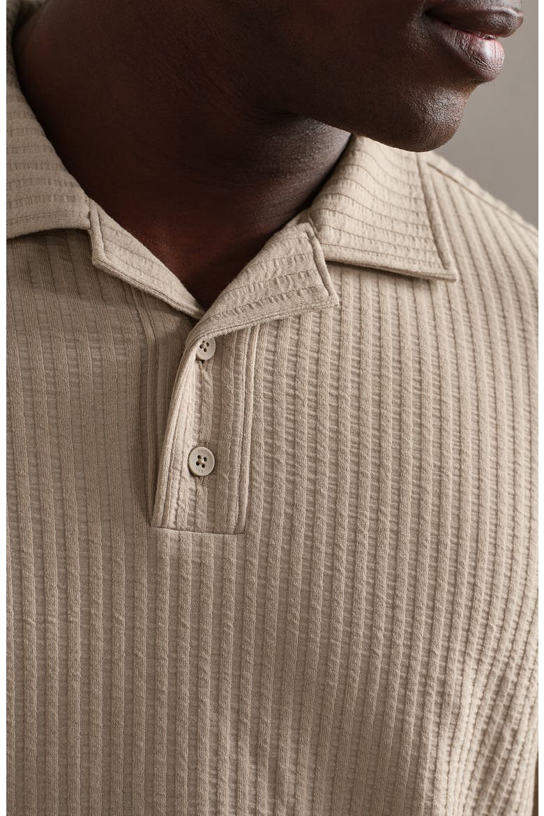 Casual Seersucker Polo, Alternate, color, TEAK BROWN