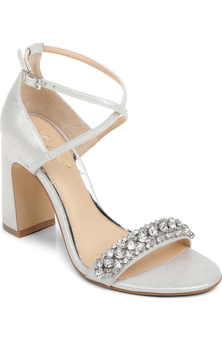 Jewel Badgley Mischka Penny Ankle Strap Sandal, Main, color, Silver