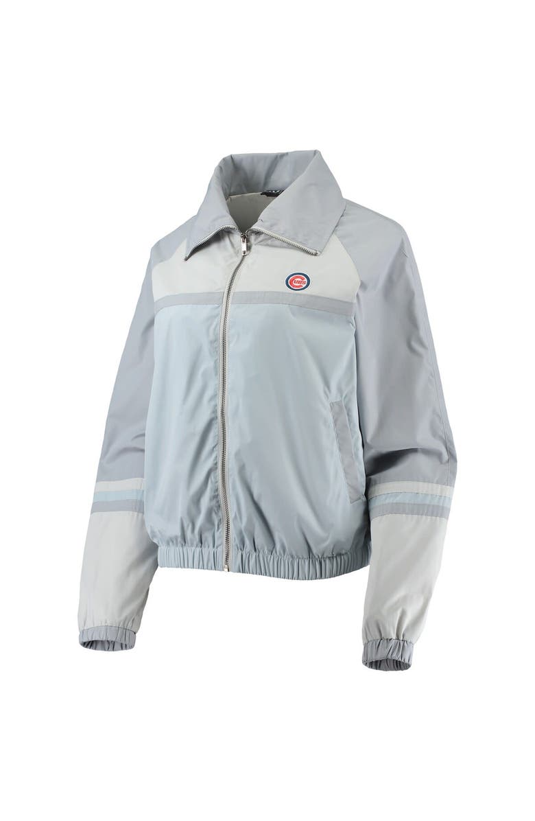 THE WILD COLLECTIVE Women's The Wild Collective Royal Chicago Cubs Colorblock Track Raglan Full-Zip Jacket, Alternate, color, Light Blue