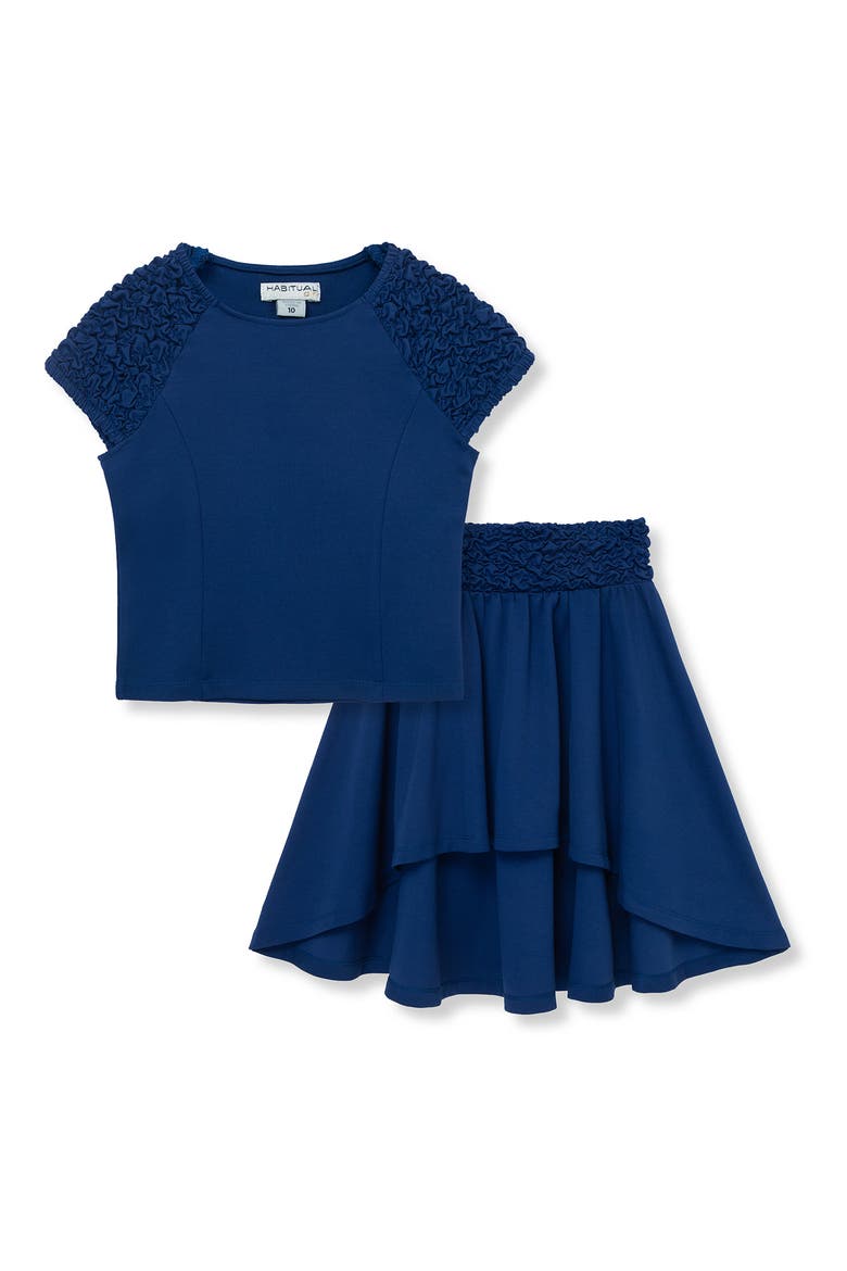 Kids' Top & High-Low Skirt Set, Main, color, NAVY