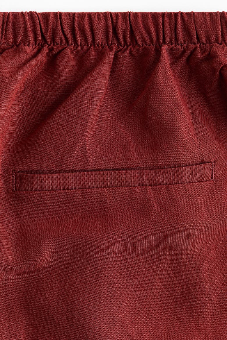 Mama Linen-blend Drawstring Trousers, Alternate, color, Dark red