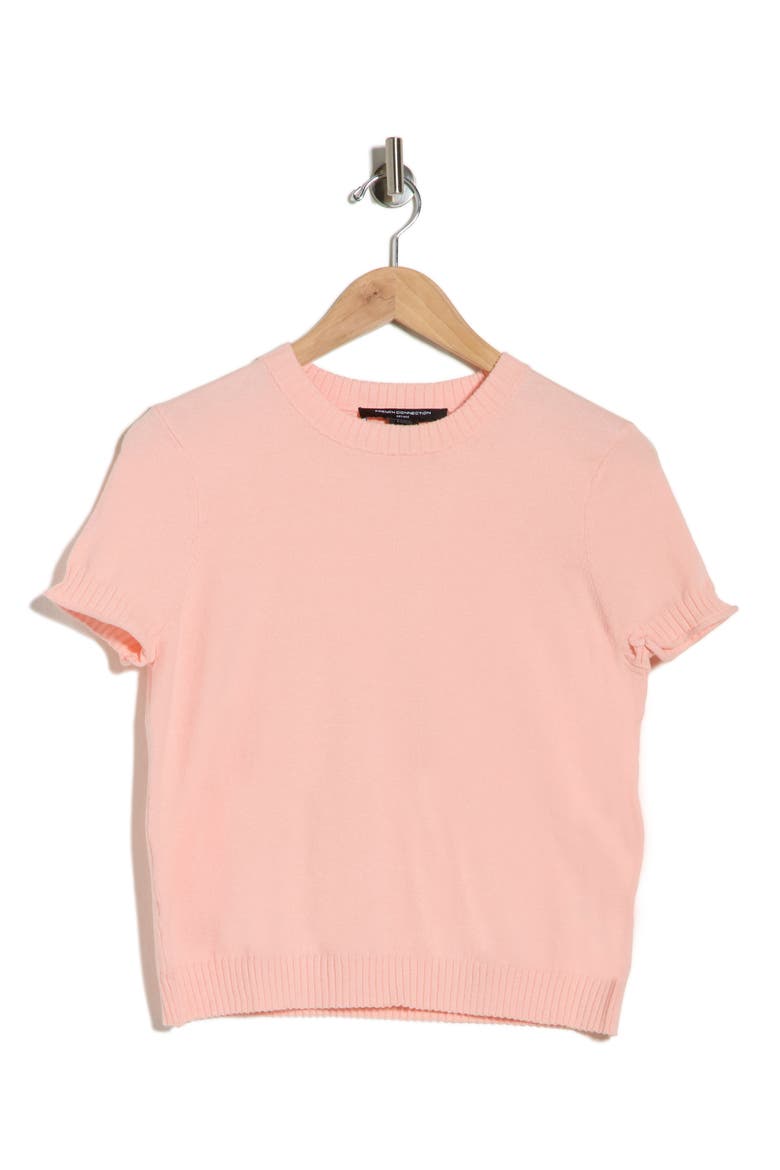 Crewneck Short Sleeve Sweater, Alternate, color, PEACH