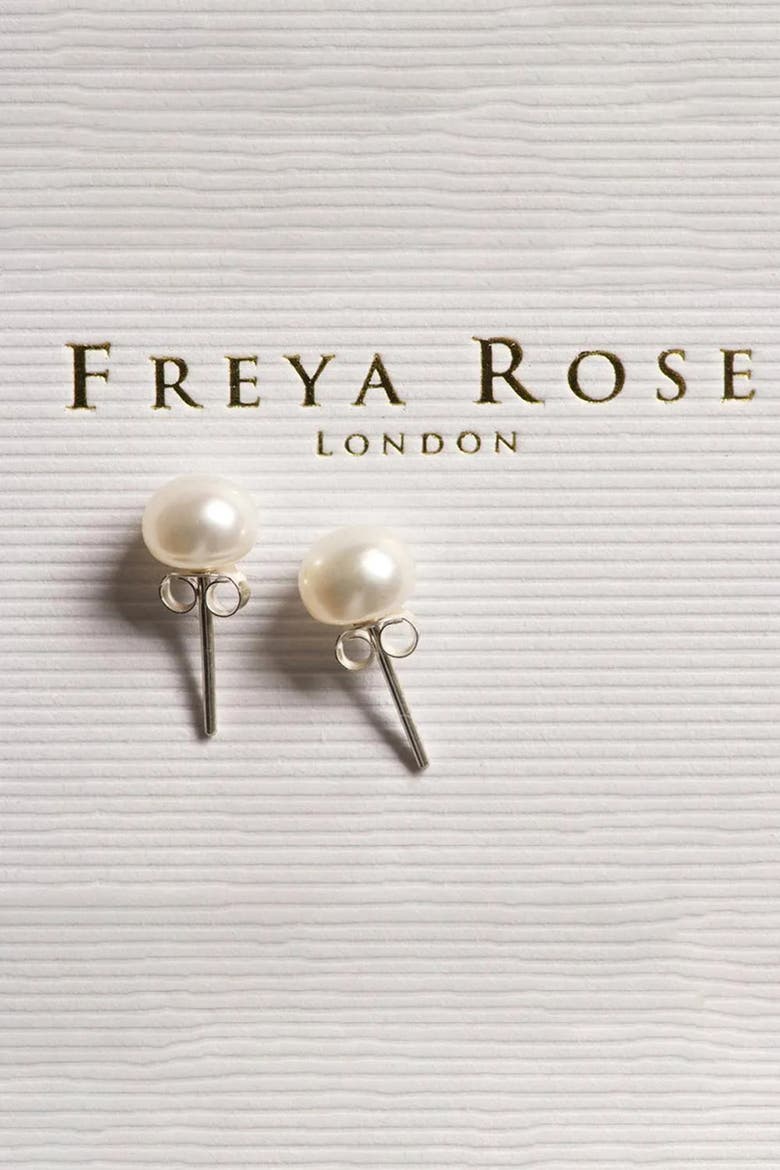 Fresh Water Pearl and Silver Stud Earrings, Alternate, color, Pearl