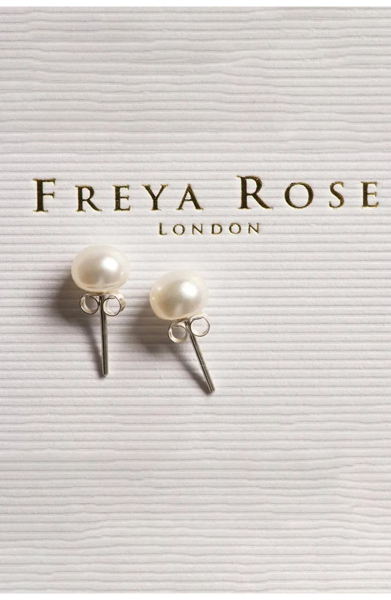 Freya Rose Fresh Water Pearl and Silver Stud Earrings, Alternate, color, Pearl