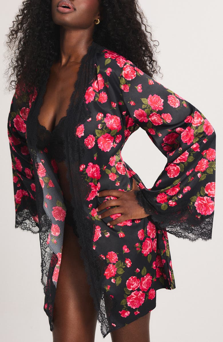 SAVAGE X FENTY Nite Shade Short Sleep Robe, Alternate, color, Hot Heavy Pink Rosy Passions