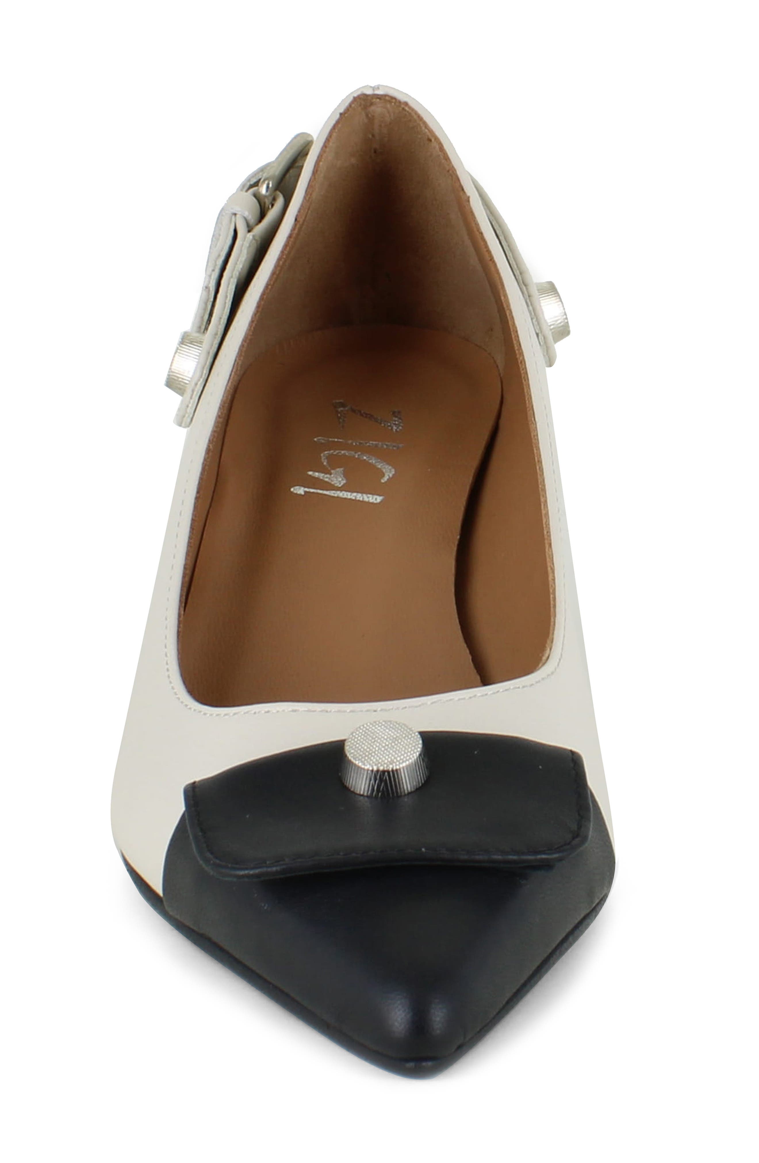 ZIGIny Margit Cap Toe Pump, Alternate, color, Black White Leather