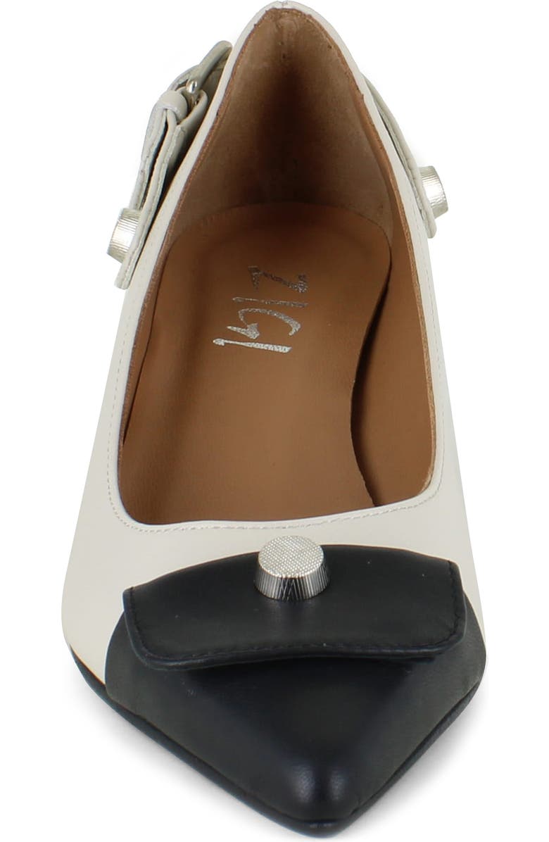 ZIGIny Margit Cap Toe Pump, Alternate, color, Black White Leather