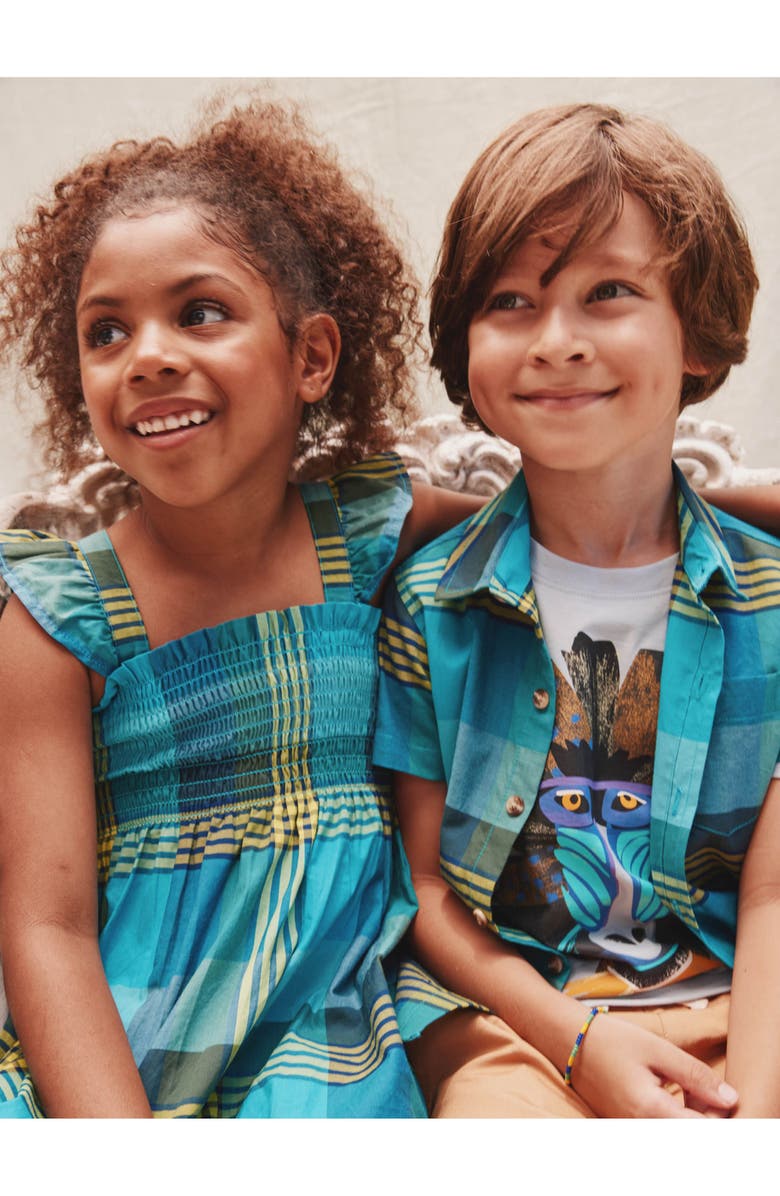 Tea Collection Plaid Button Up Woven Shirt, Alternate, color, Amazonian Plaid