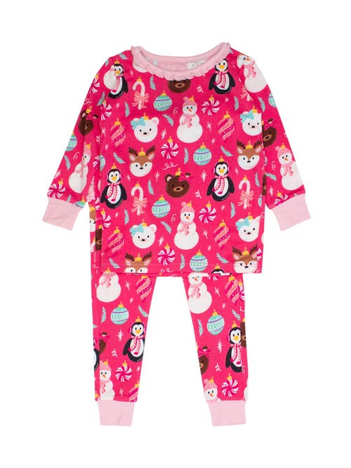 Rufflebutts Babies' Softsnooze Ruffle Long Sleeve Pajama Set, Signature Rear Ruffles In Pink
