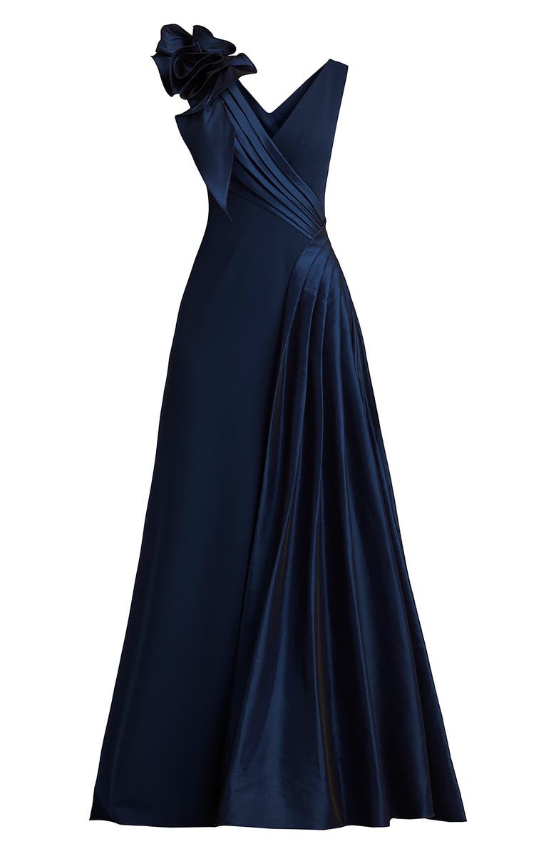 Tadashi Shoji Rosette Detail Sleeveless A-Line Gown, Alternate, color, 