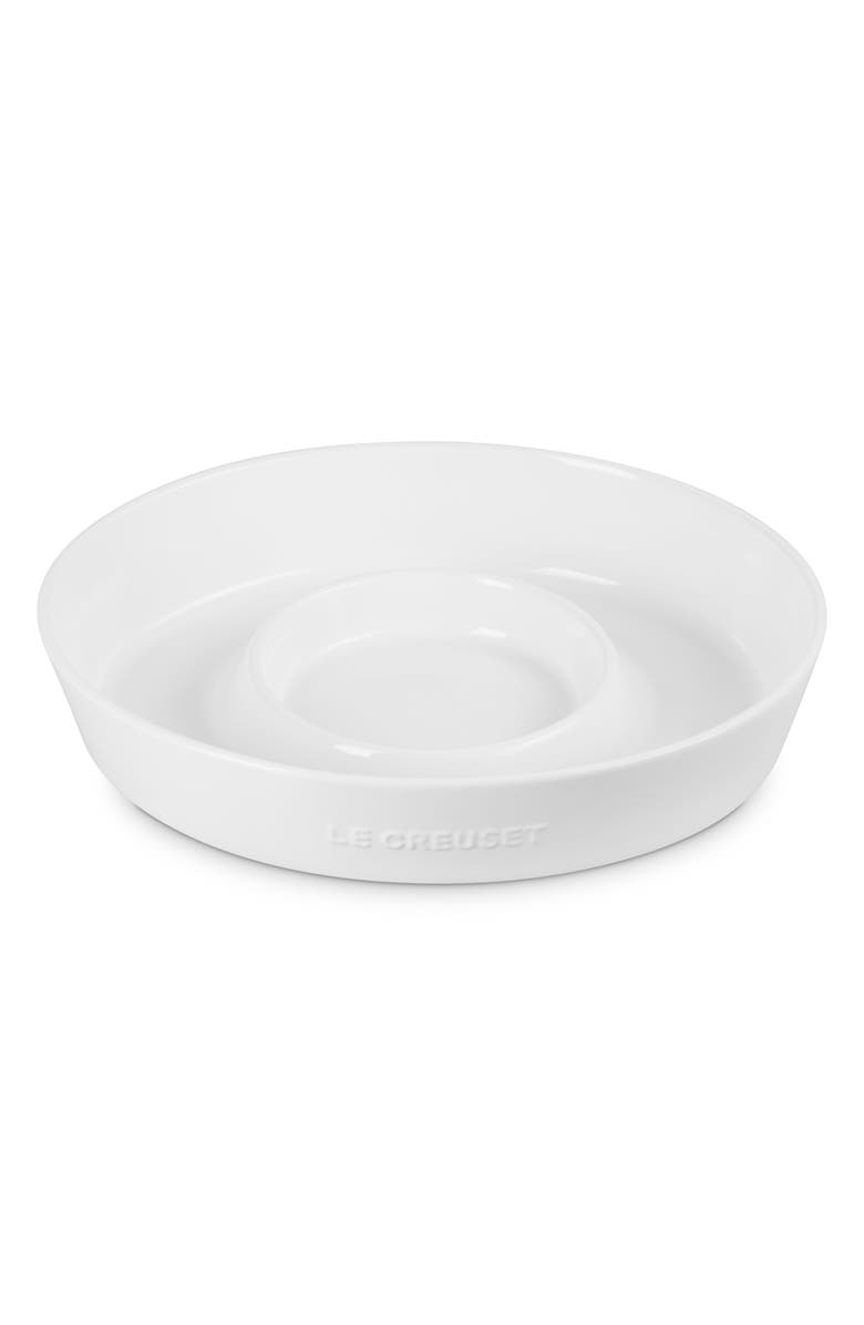 Le Creuset Oval Stoneware Chip & Dip Platter, Alternate, color, White