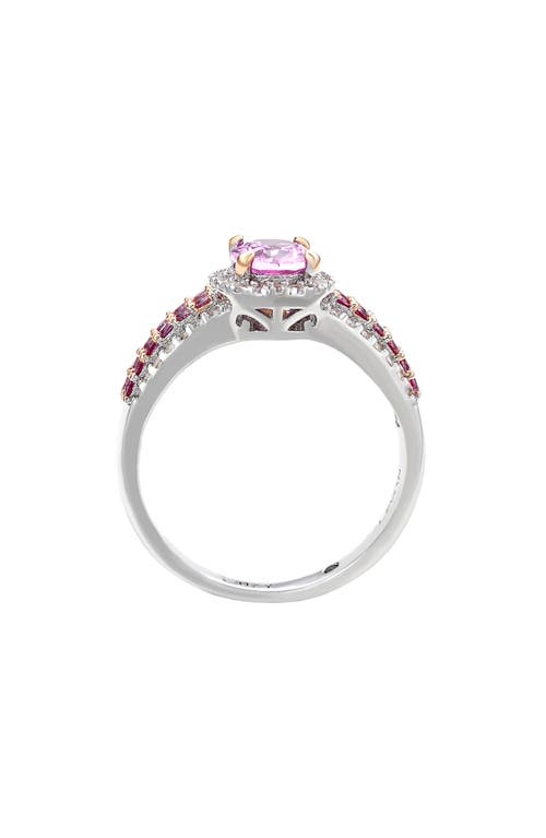 Suzy Levian Diamonds Sterling Silver Oval Pink Sapphire & Lab Grown White Sapphire Ring In Pink