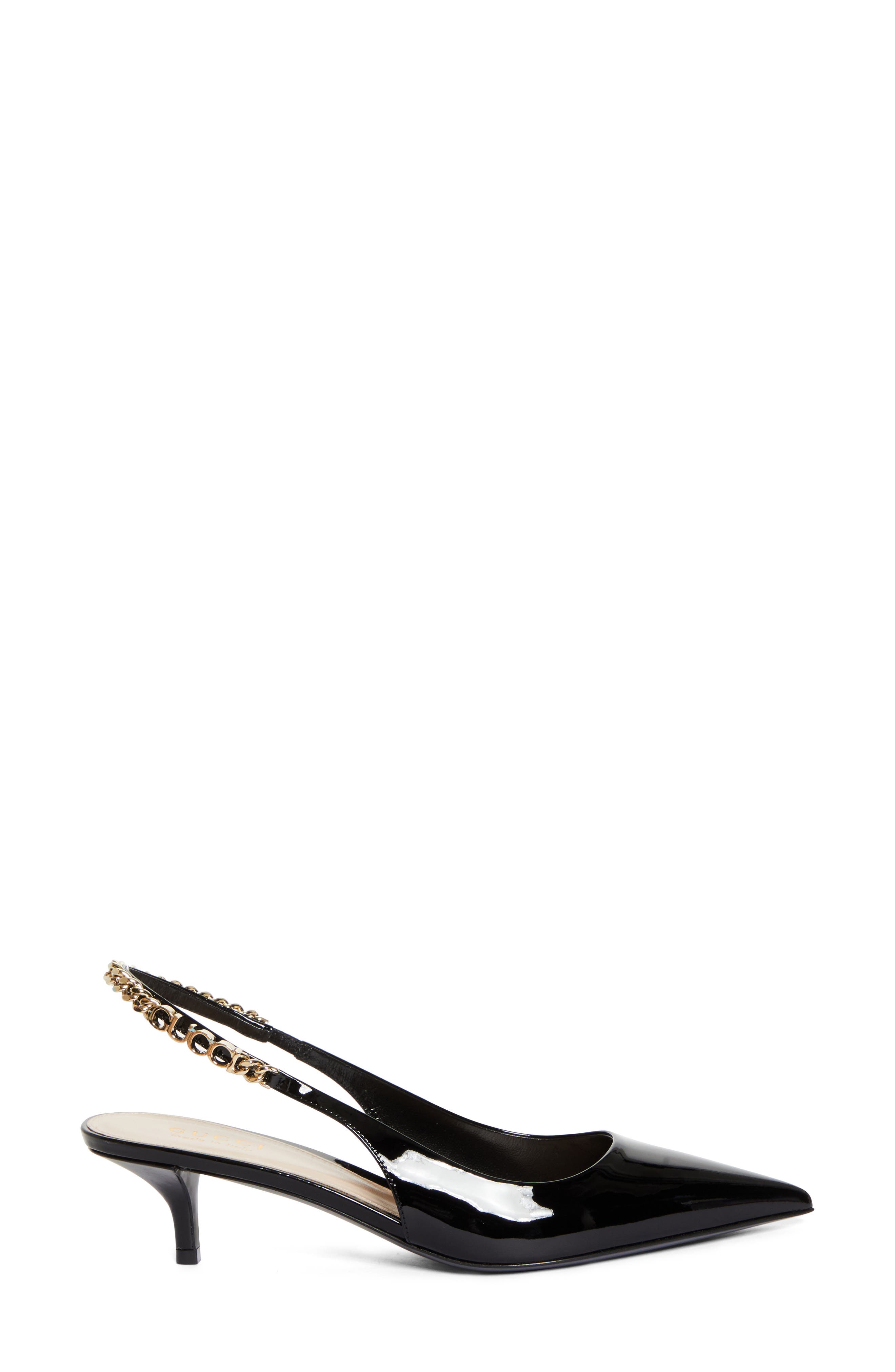 Gucci Signoria Pointed Toe Slingback Pump, Alternate, color, Black