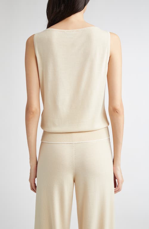 Eleventy Tipped Merino Wool Sweater Tank In White